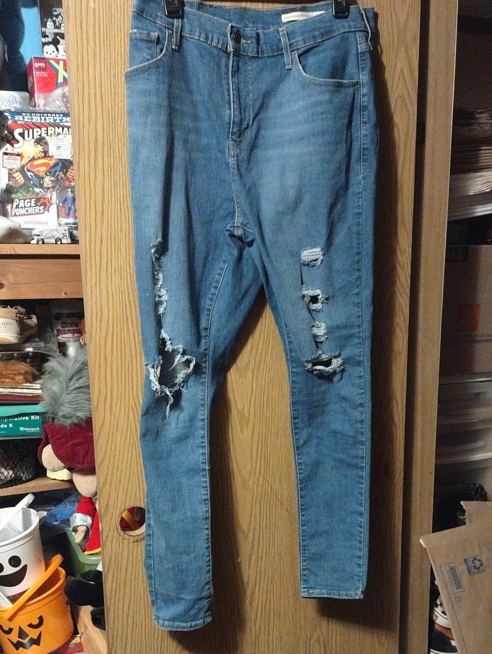 Levi's Blue Ripped 720 High Rise Super Skinny Jeans